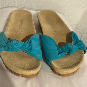 Jack Rogers Blue and Tan Sandals with Adjustable Straps